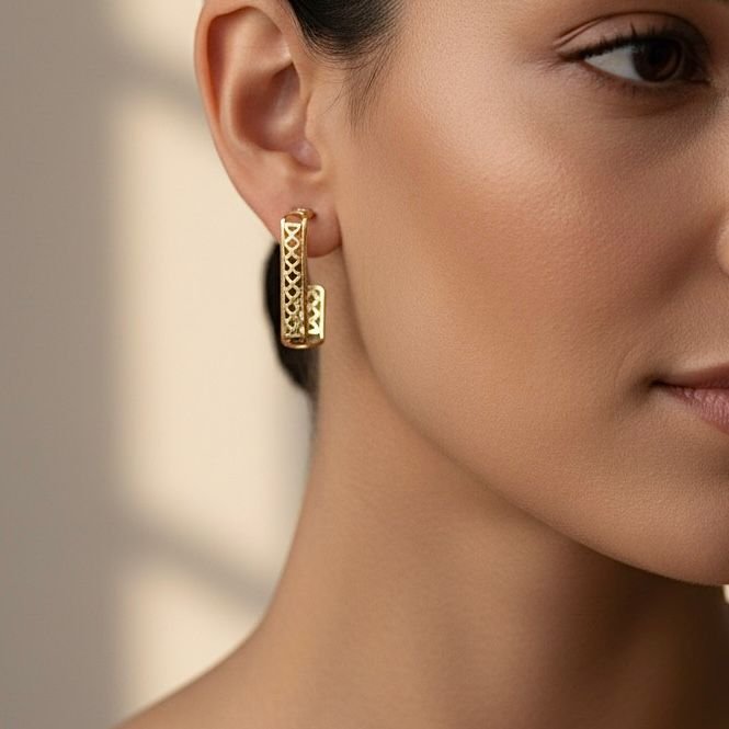 Argola Retangular Trama Delicada - Imagem 2