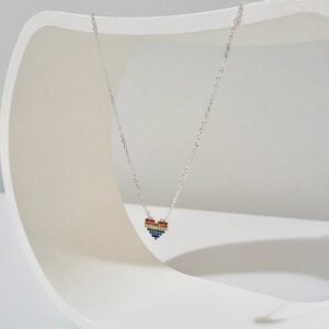 Colar De Prata Coração Color em Prata 925