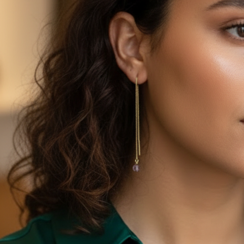 Brinco Fio Passante Com Zircônia - Imagem 2