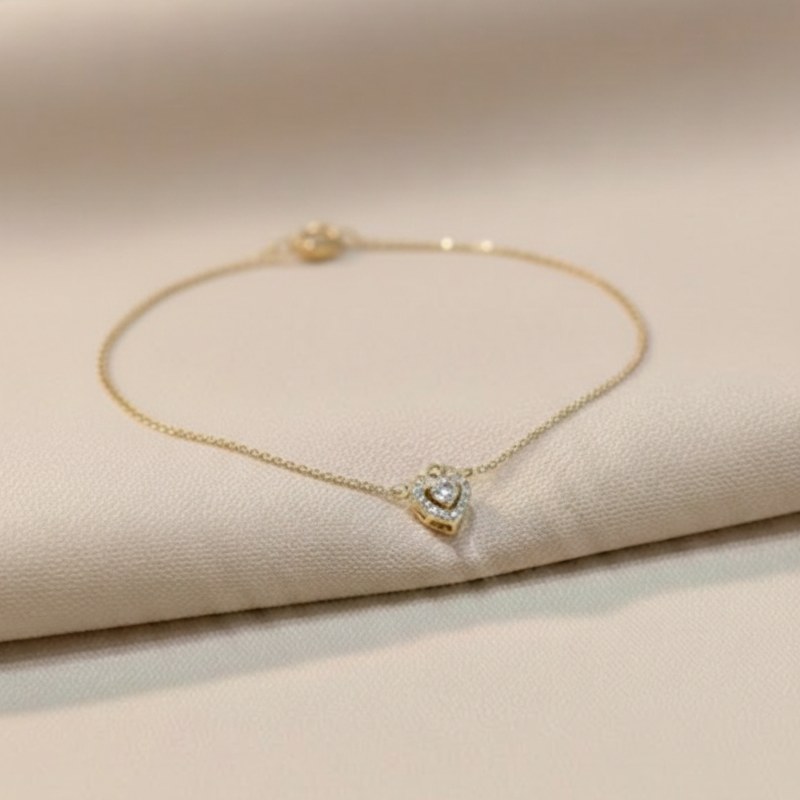 Pulseira Com Coração Cravejado