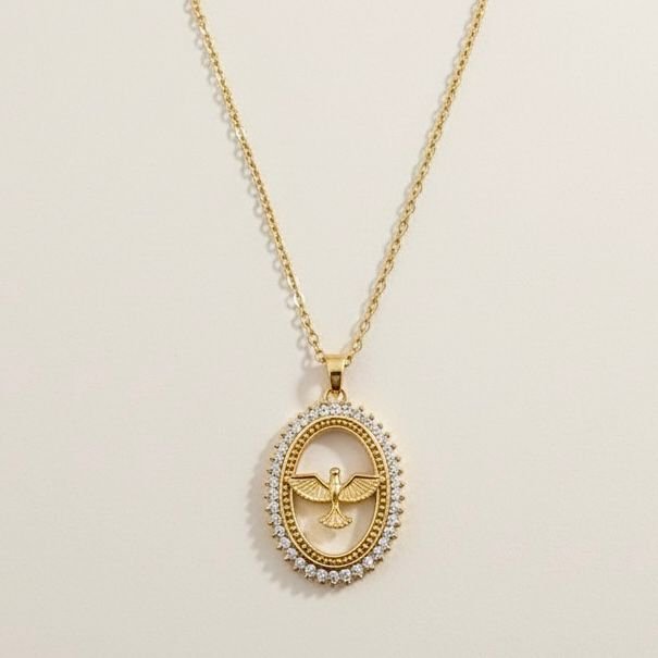 Pingente Medalha Espírito Santo Cravejada