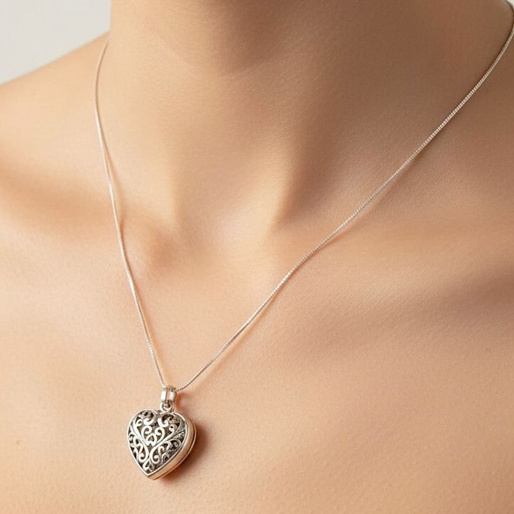 Relicário Coração Em Prata 925 - Imagem 4