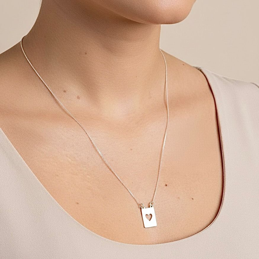 Escapulário Coração Vazado Em Prata 925 - Imagem 3