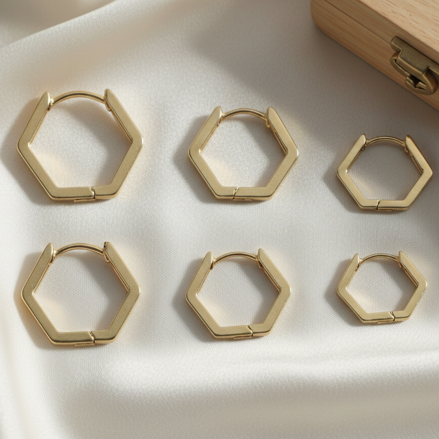 Trio De Argolas Hexagonais - Imagem 3