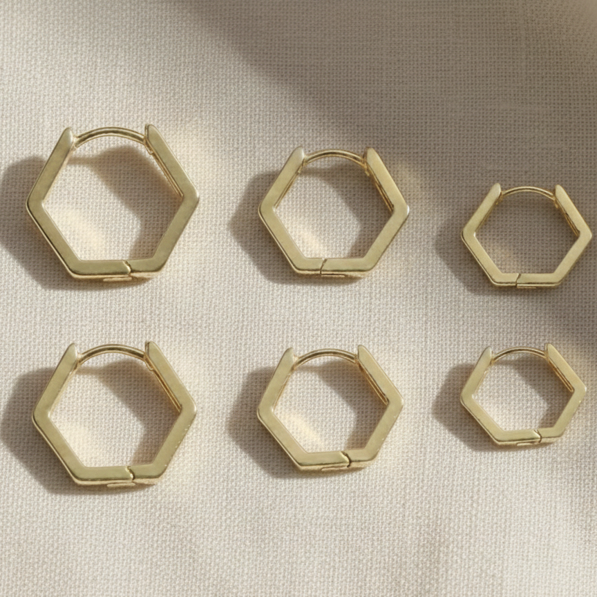 Trio De Argolas Hexagonais - Imagem 2