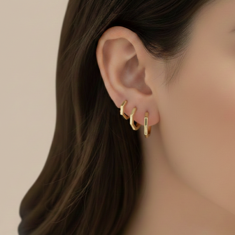 Trio De Argolas Hexagonais