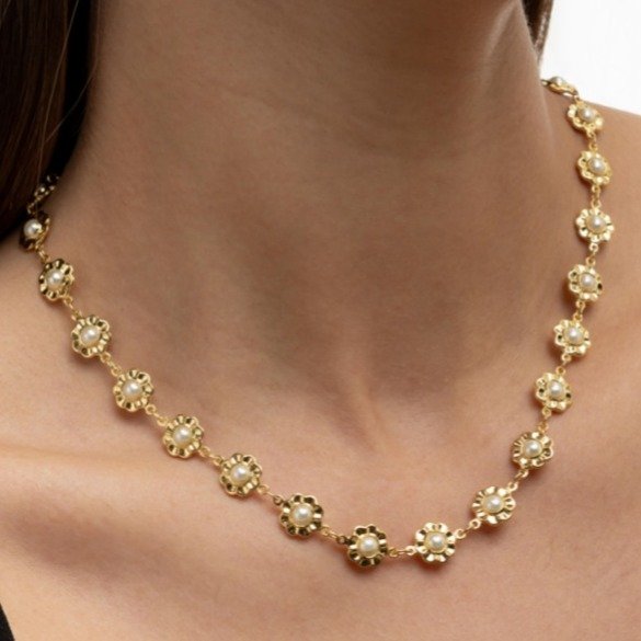 Colar De Pérolas E Florais - Imagem 3