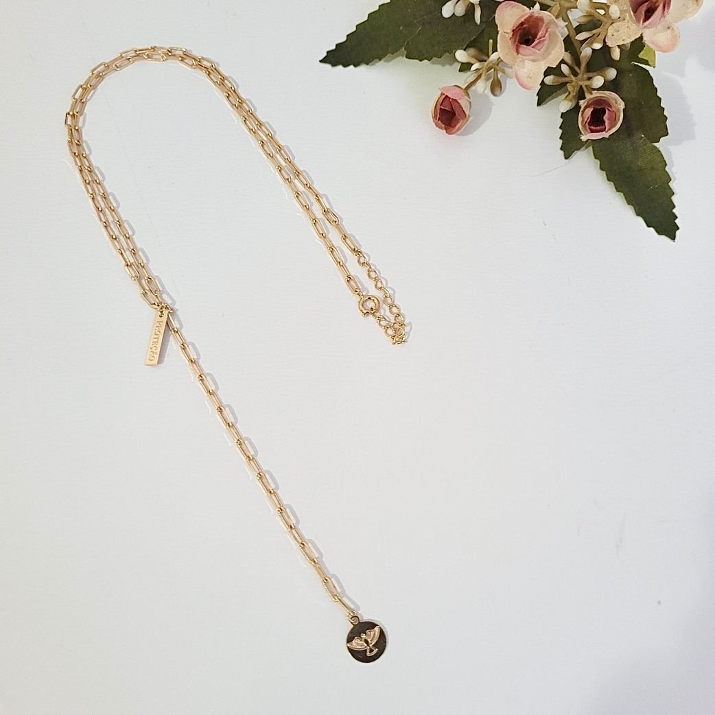 Colar Gravatinha Espírito Santo E Plaquinha Proteção