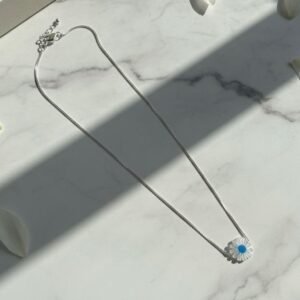 Colar Margarida Em Prata E Madrepérola - Azul