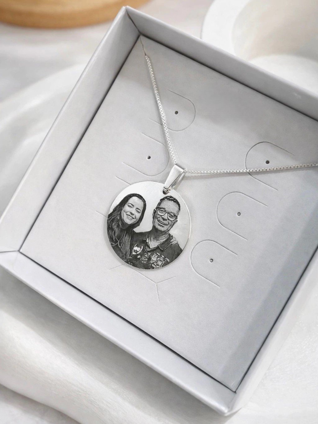 Medalha (G) Redonda Personalizada - Banhado em Prata