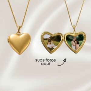 Relicário Coração Liso – Personalizado com Sua Foto