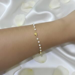 Pulseira De Pérolas Com Entremeio De Coração