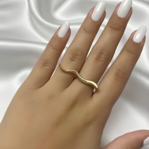 Anel Regulável Onda - Banhado em Ouro 18k