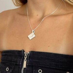 Colar Cartinha Envelope Personalizado - Banhado Prata